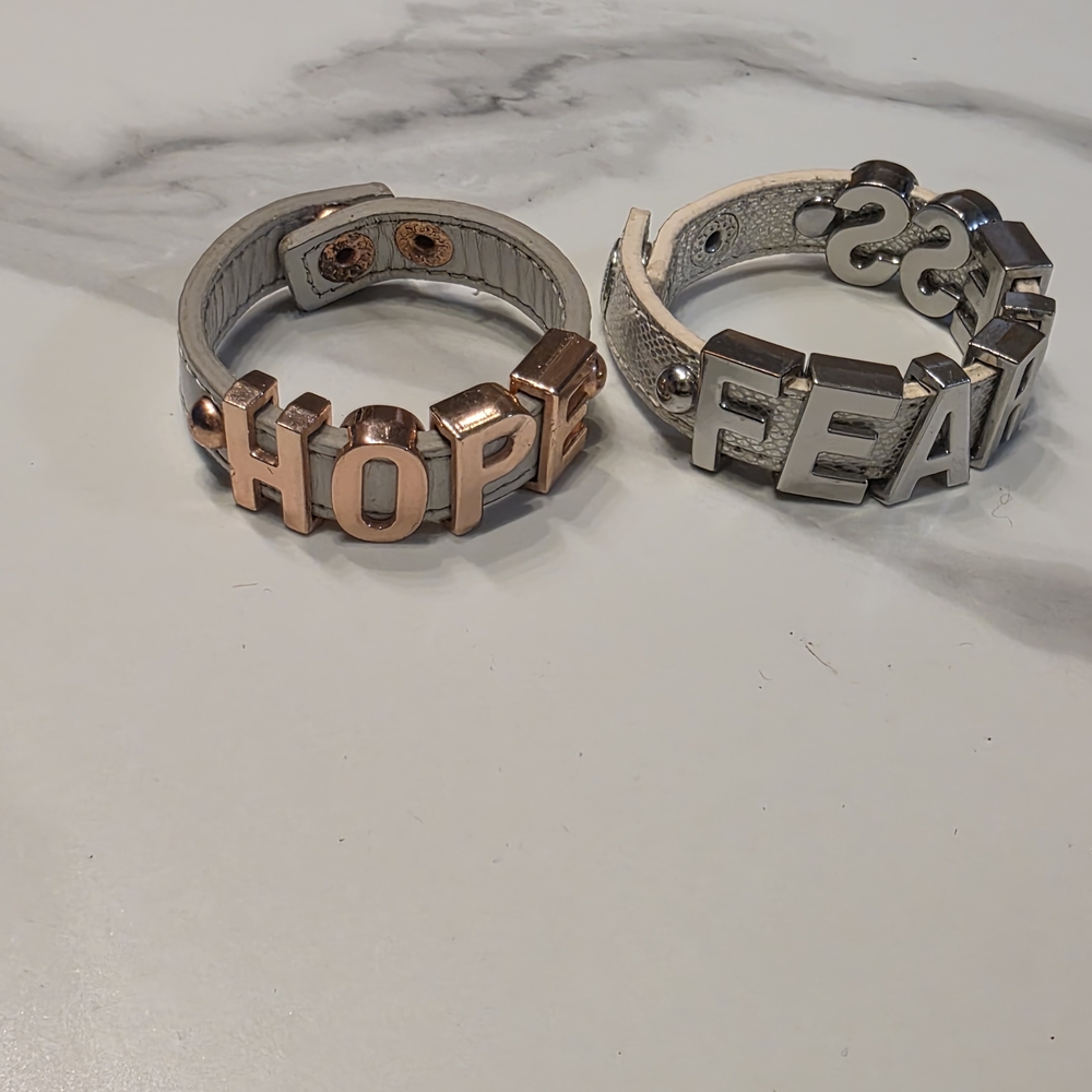BCBG Silver and Rose Gold Letter Bracelets